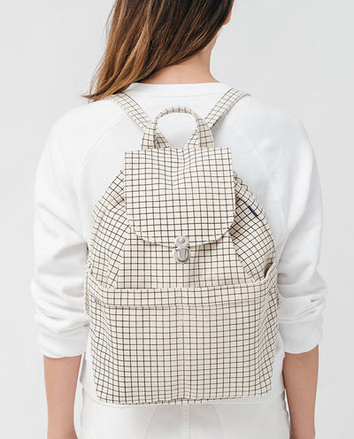 Baggu Backpack Natural Grid