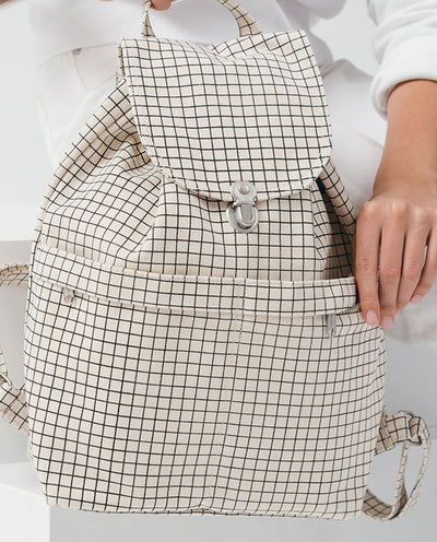 Baggu Backpack Natural Grid