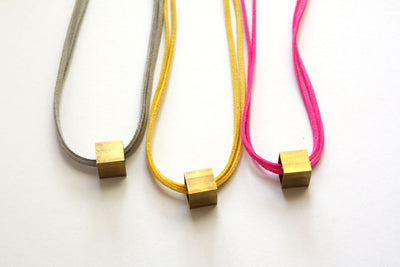 Minimalist Brass Cube Necklace