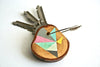 Hand Crafted Wooden Key Chain Mint and Grey