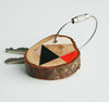 Hand Crafted Wooden Key Chain Black and Pink