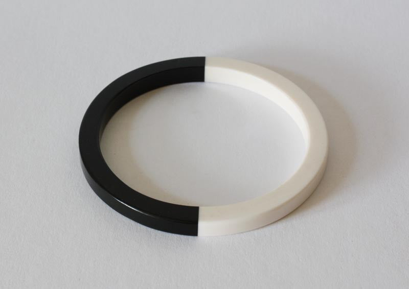 Mod Lucite Black and White Bangle